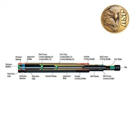 BATON TELESCOPIQUE TALON 50CM ACIER T50KB BUTTON
