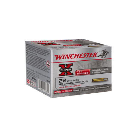 CARTOUCHES 22WIN MAGNUM SUPER-X 40GR FMJ X150
